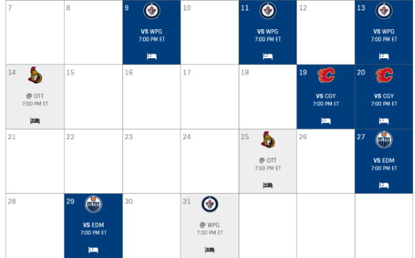 Toronto Maple Leafs March schedule